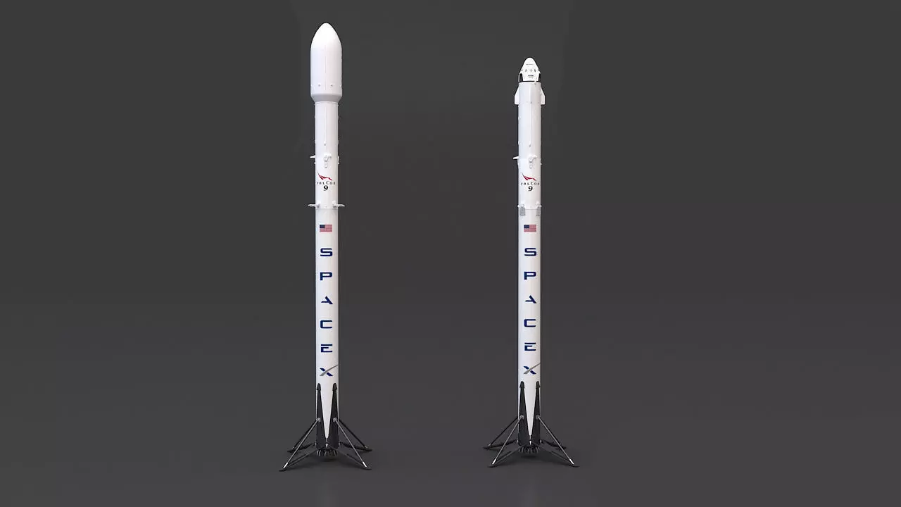 Falcon 9 nasa space shuttle 3D model_0