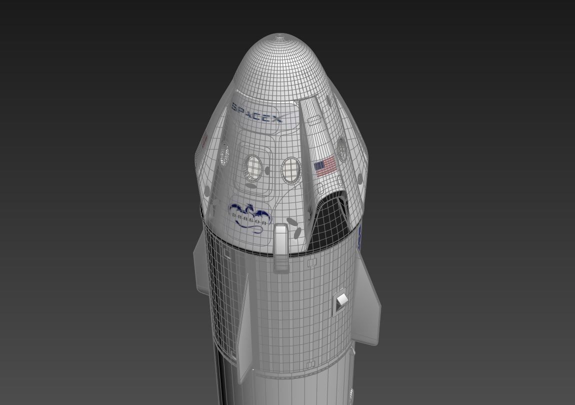 Falcon 9 nasa space shuttle 3D model_8