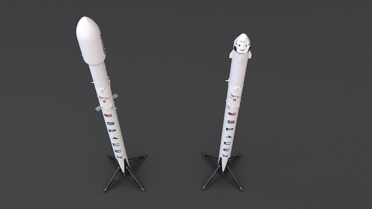 Falcon 9 nasa space shuttle 3D model_1