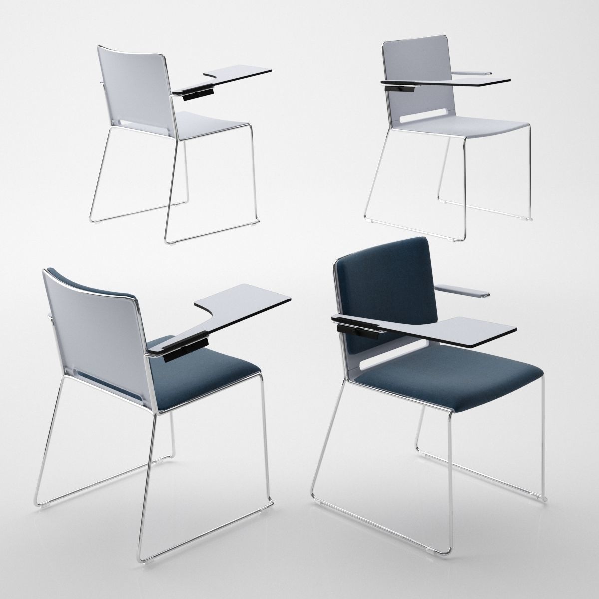 LaFilo Armchair Bench Side Chair Sled Base Swivel Writing 3D model_14