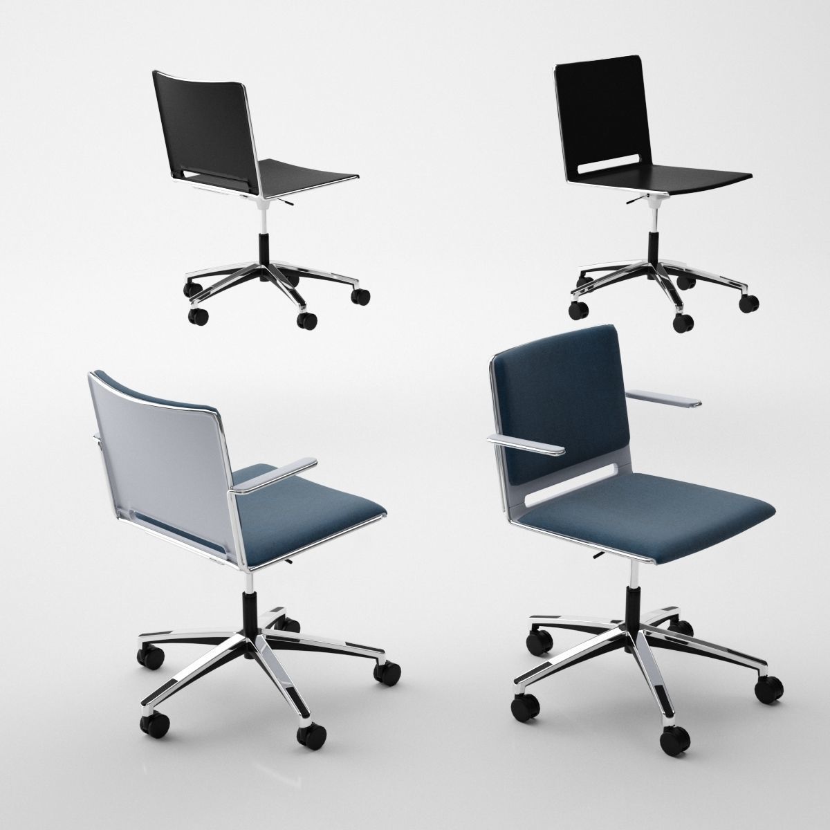LaFilo Armchair Bench Side Chair Sled Base Swivel Writing 3D model_15