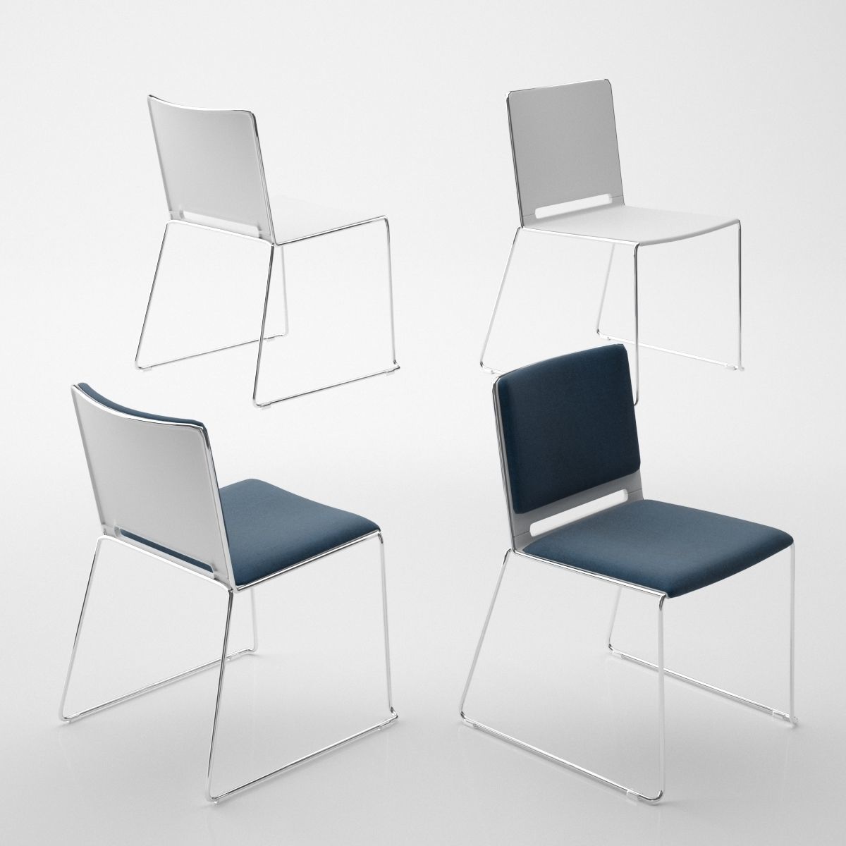 LaFilo Armchair Bench Side Chair Sled Base Swivel Writing 3D model_12