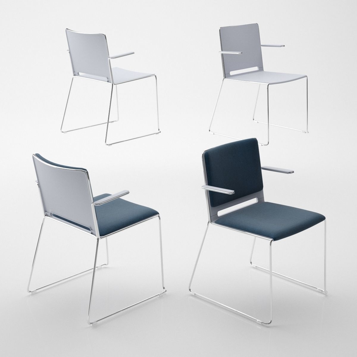 LaFilo Armchair Bench Side Chair Sled Base Swivel Writing 3D model_13