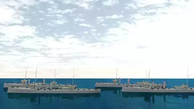 Four different fictitious destroyers