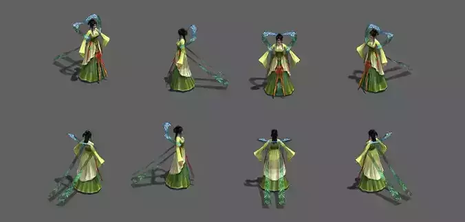 Ancient dancers  The maid Low-poly 3D model