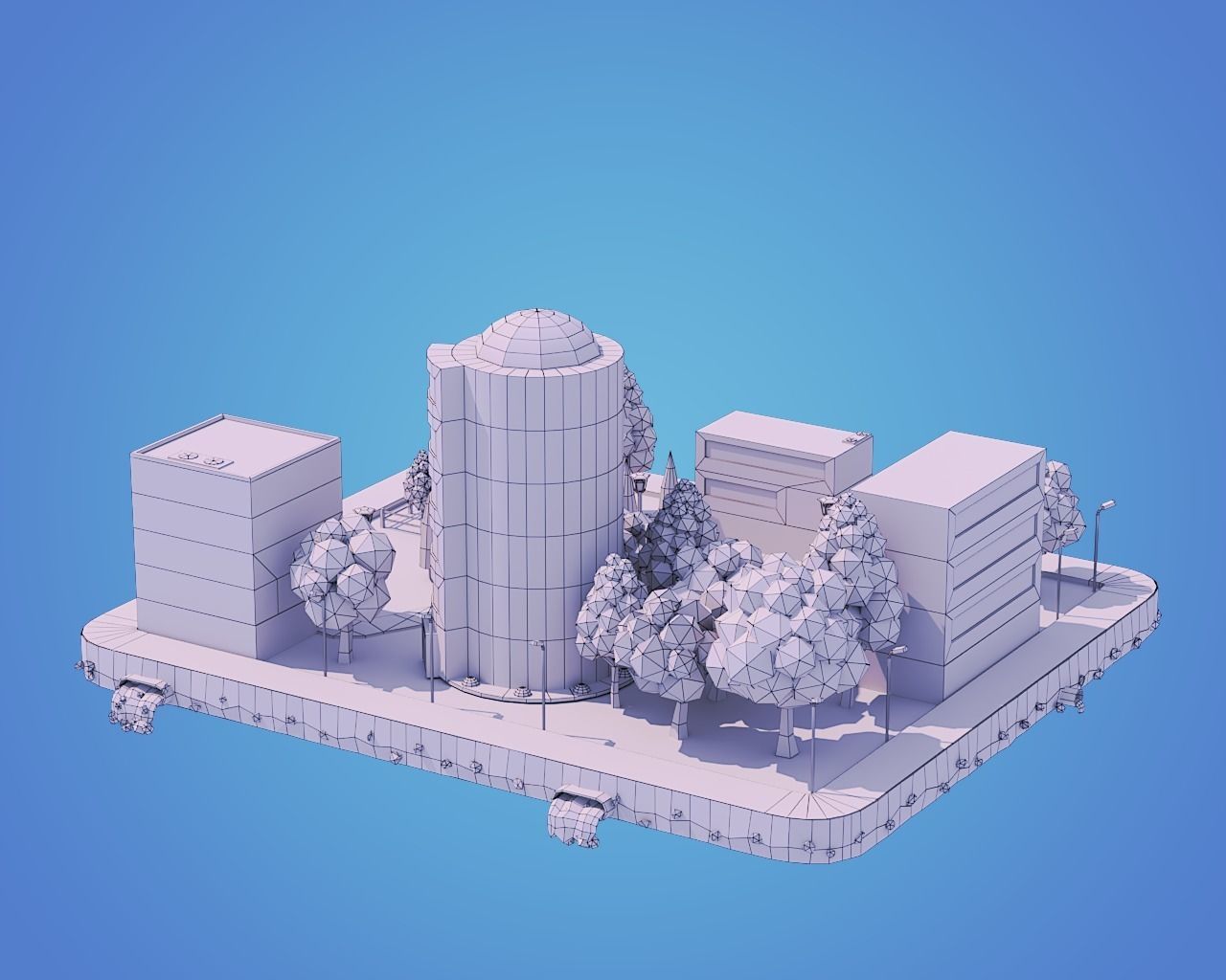 Low Poly City Block Low-poly 3D model_3