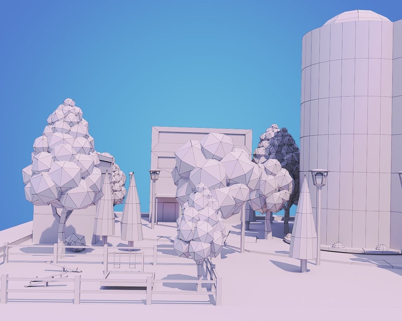 Low Poly City Block Low-poly 3D model_5