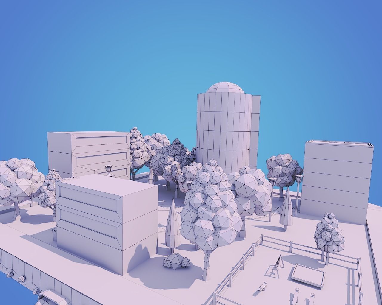 Low Poly City Block Low-poly 3D model_7