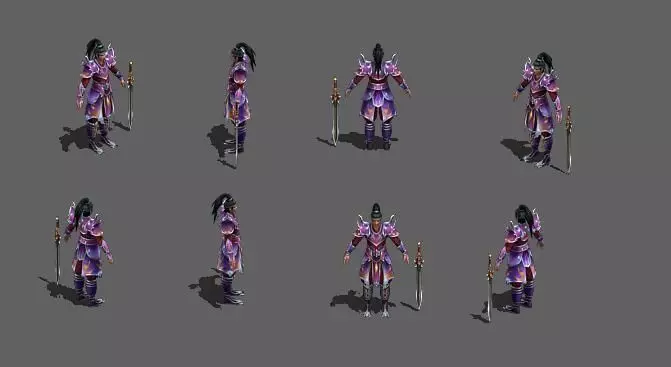 Ancient swordsman warrior Low-poly 3D model