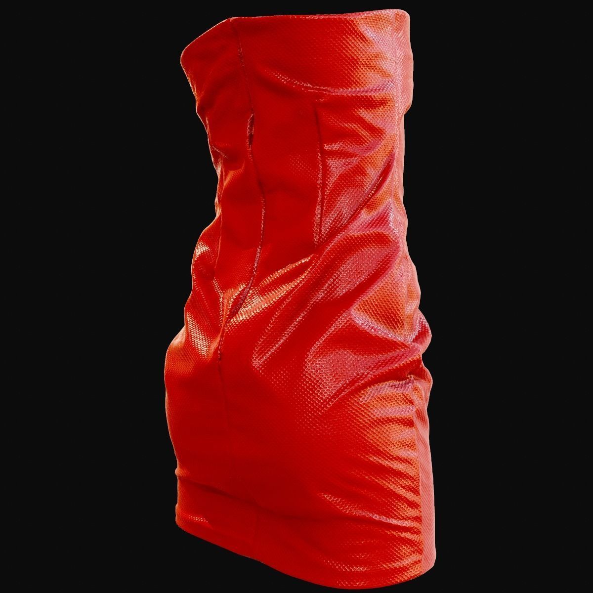 Red Shiny Dress Low-poly 3D model_2