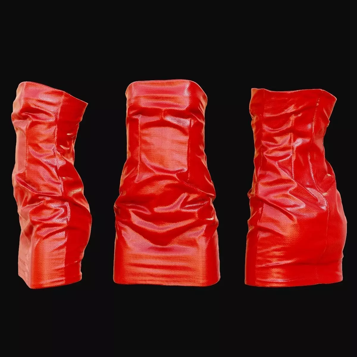 Red Shiny Dress Low-poly 3D model_0
