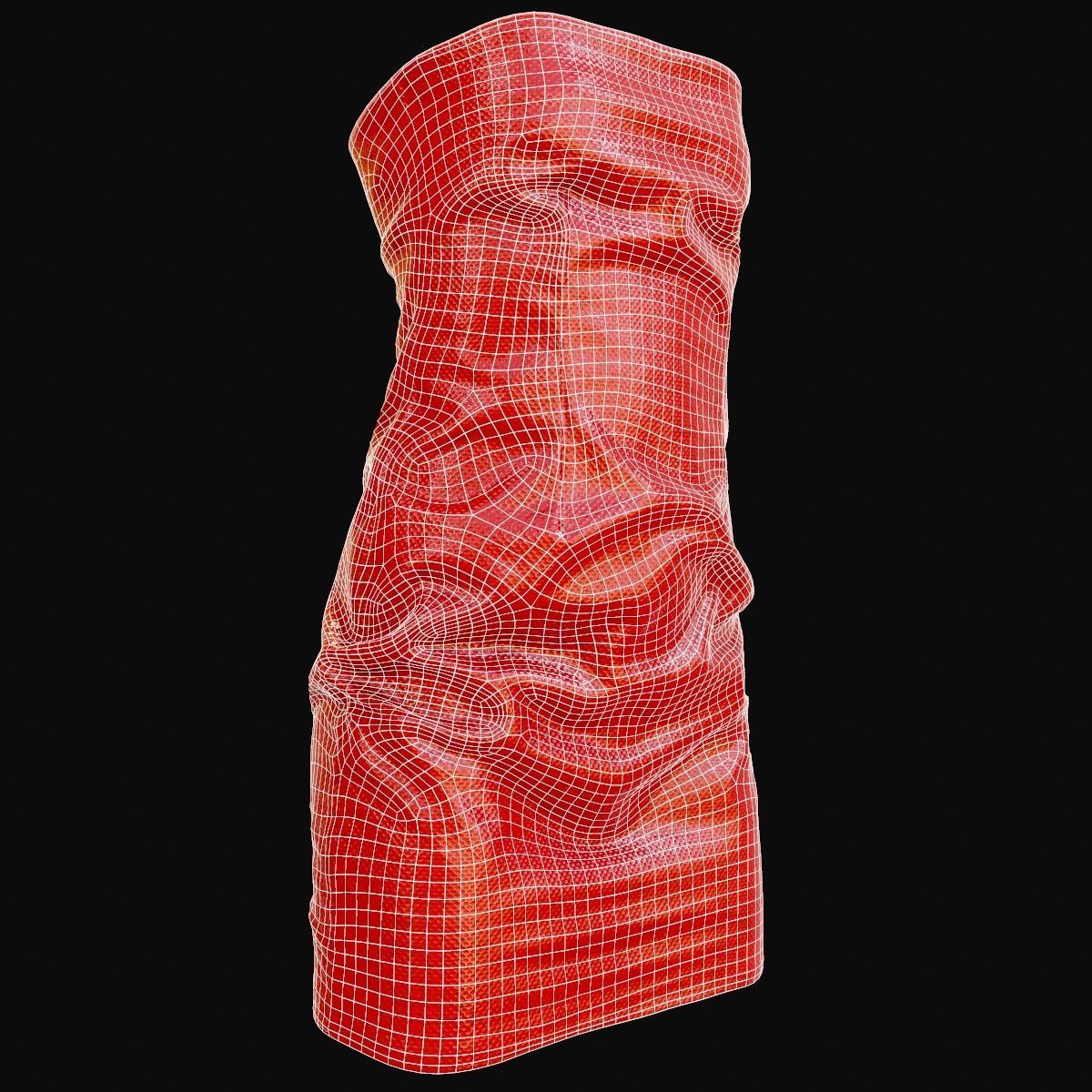 Red Shiny Dress Low-poly 3D model_7