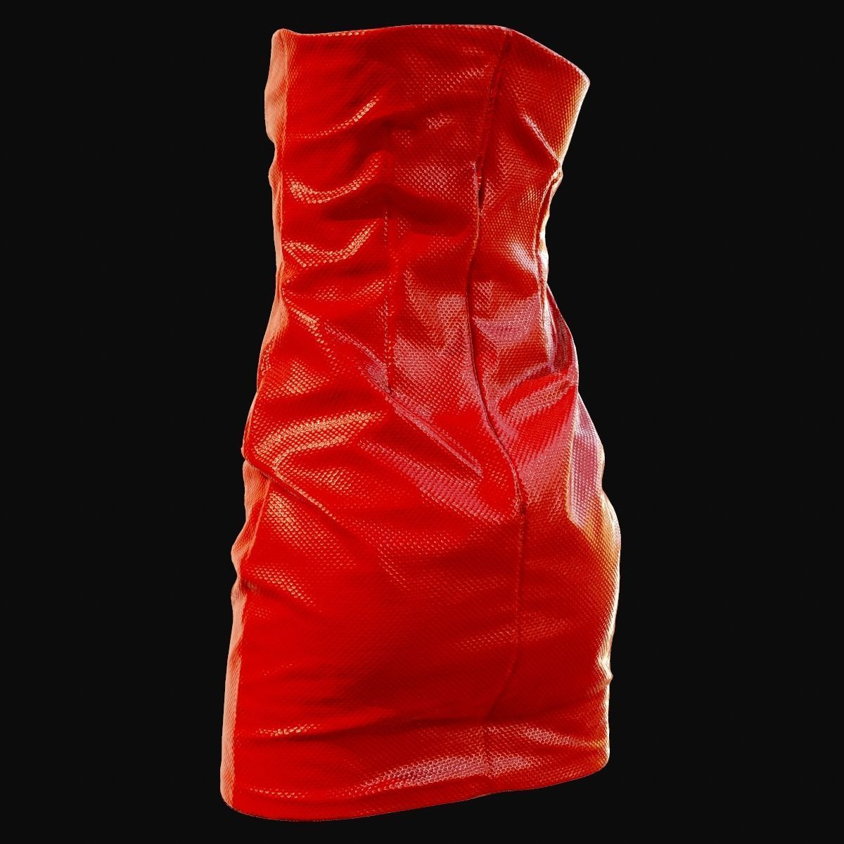 Red Shiny Dress Low-poly 3D model_4