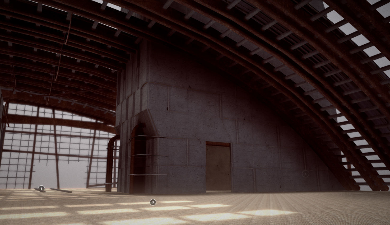 Convention Center Destroyed Low-poly 3D model_2