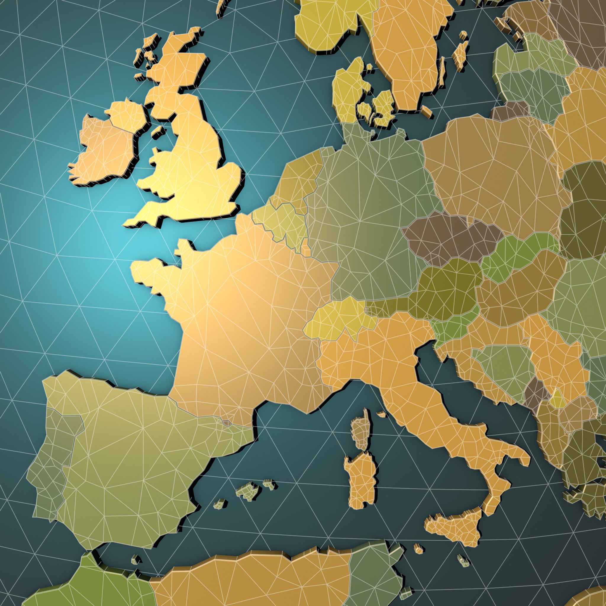 Political map earth globe with countries 3D model_5