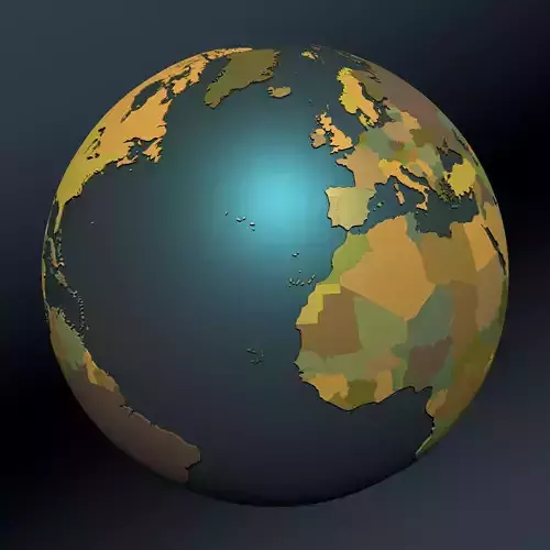 Political map earth globe with countries 3D model