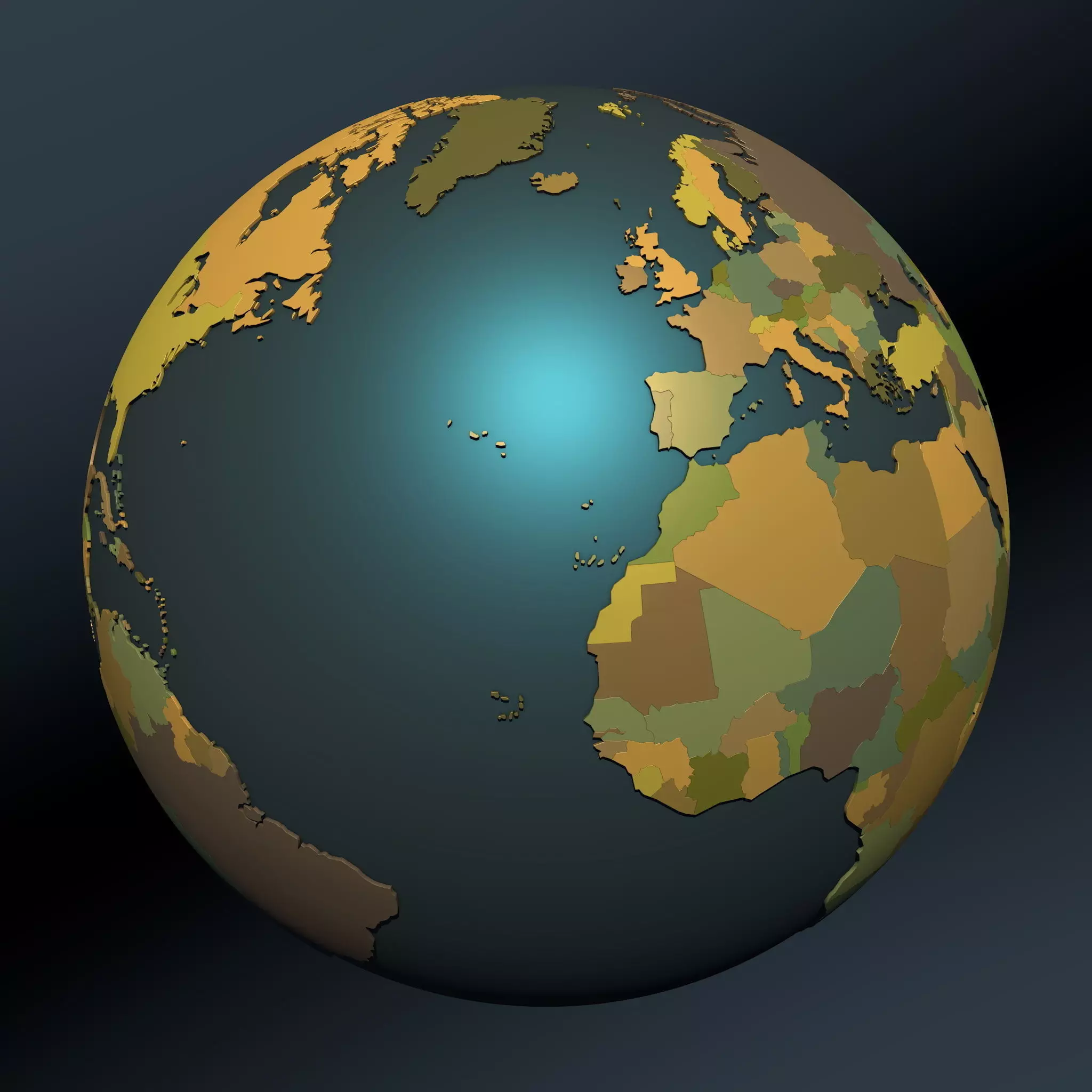 Political map earth globe with countries 3D model_0