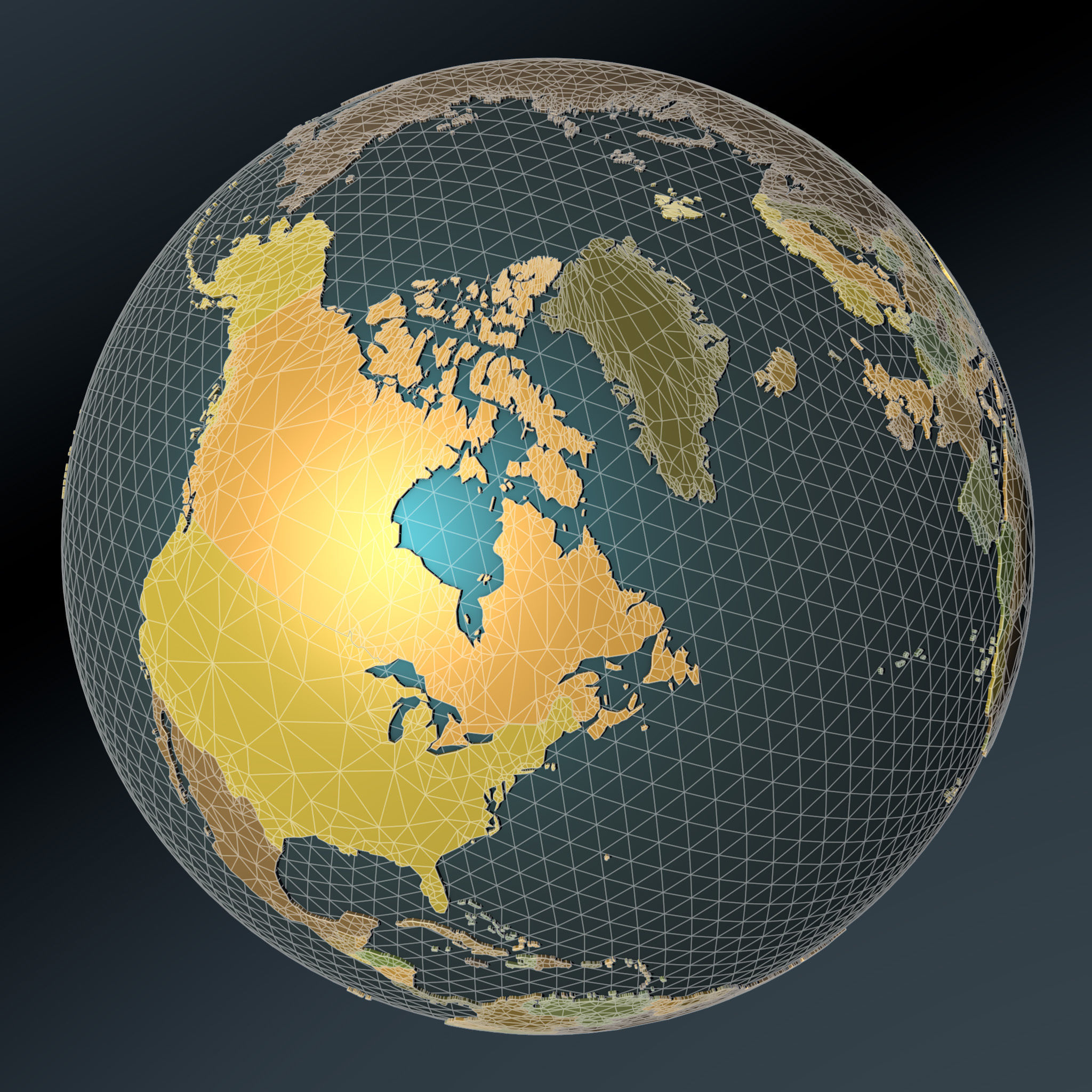 Political map earth globe with countries 3D model_7