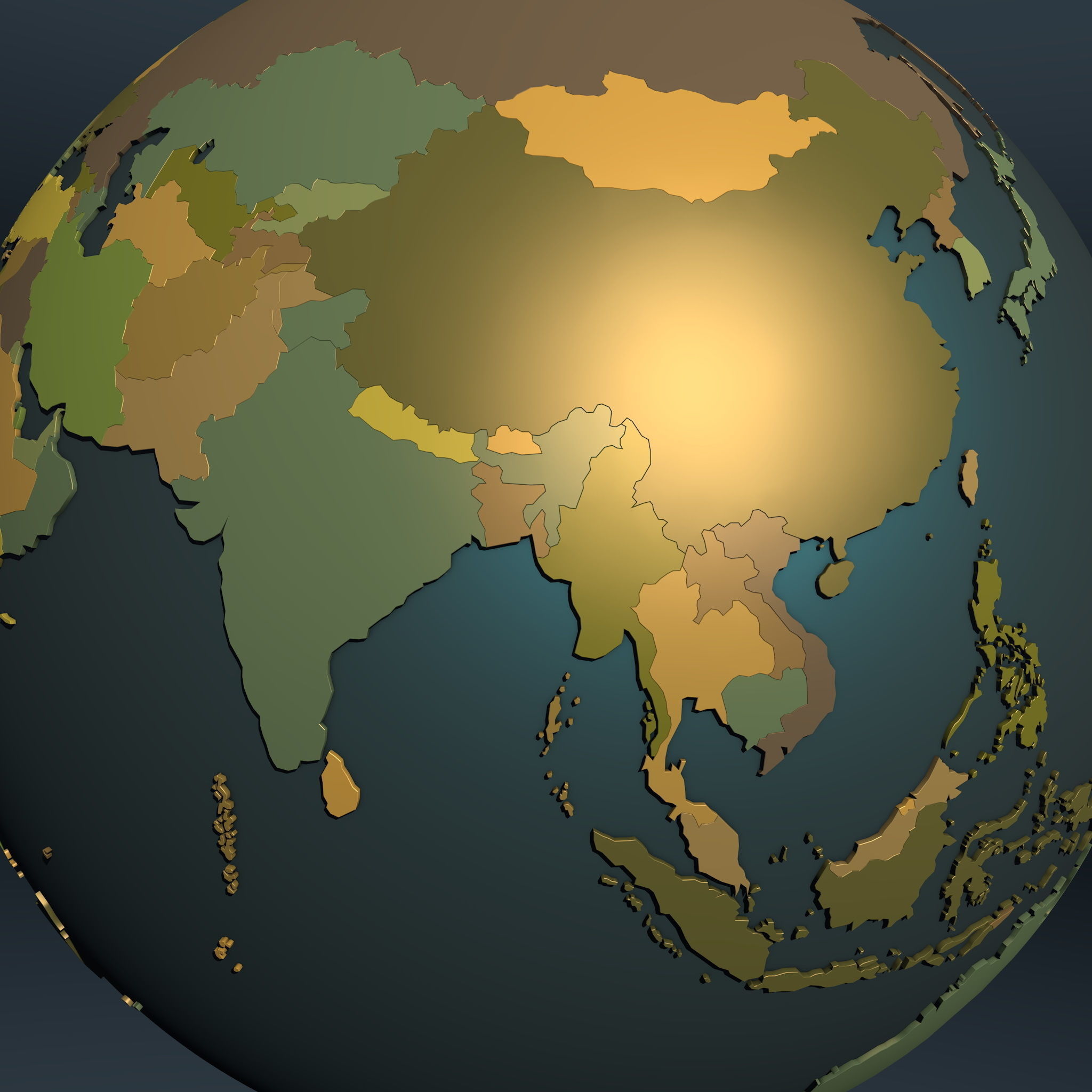 Political map earth globe with countries 3D model_4