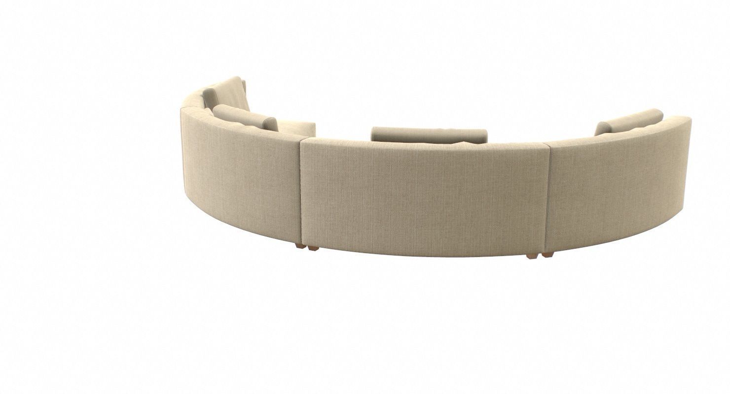 Circular Fabric Sofa Low-poly 3D model_12
