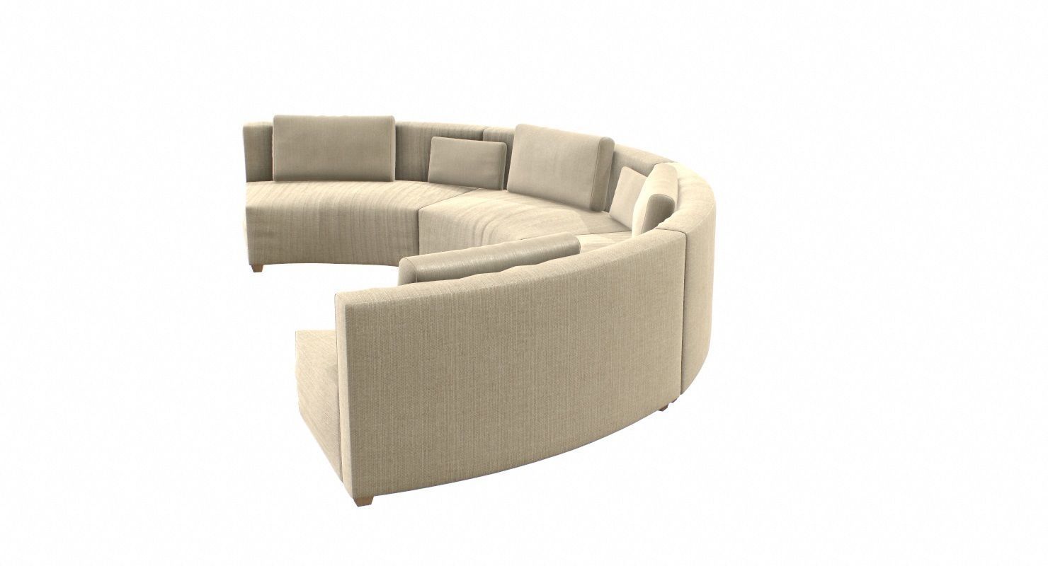 Circular Fabric Sofa Low-poly 3D model_9
