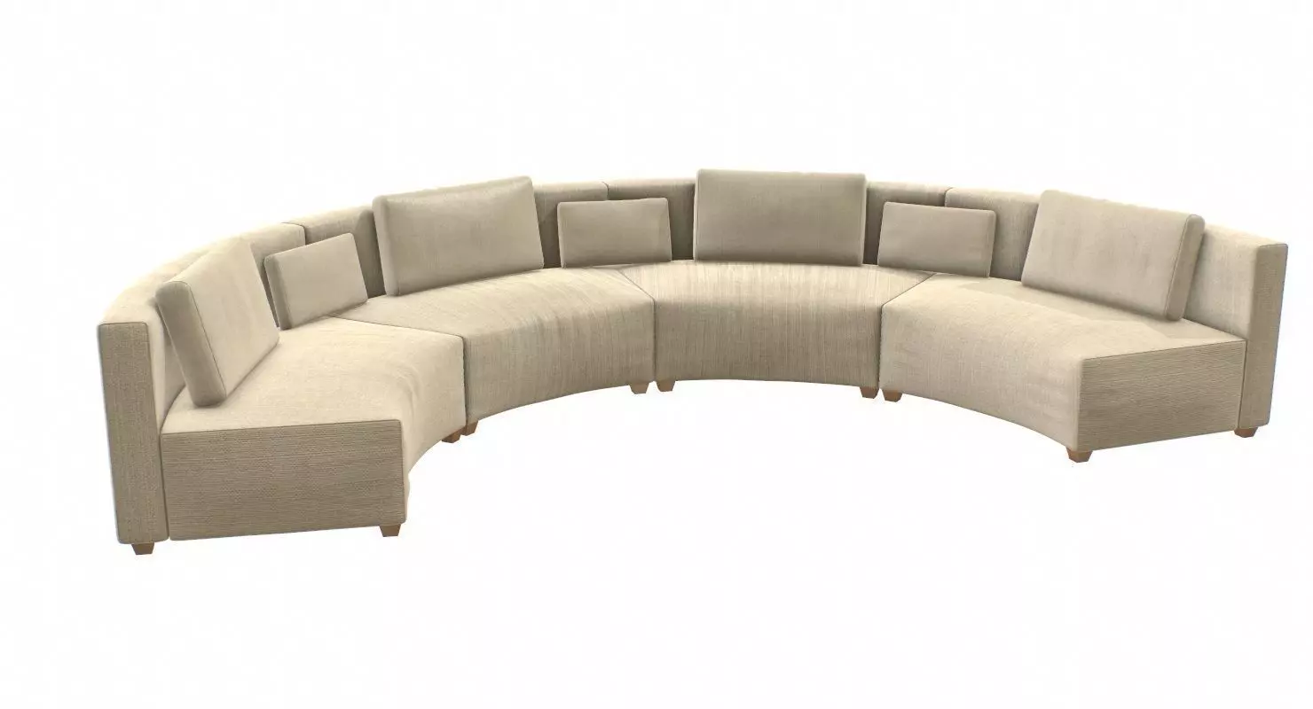 Circular Fabric Sofa Low-poly 3D model_0