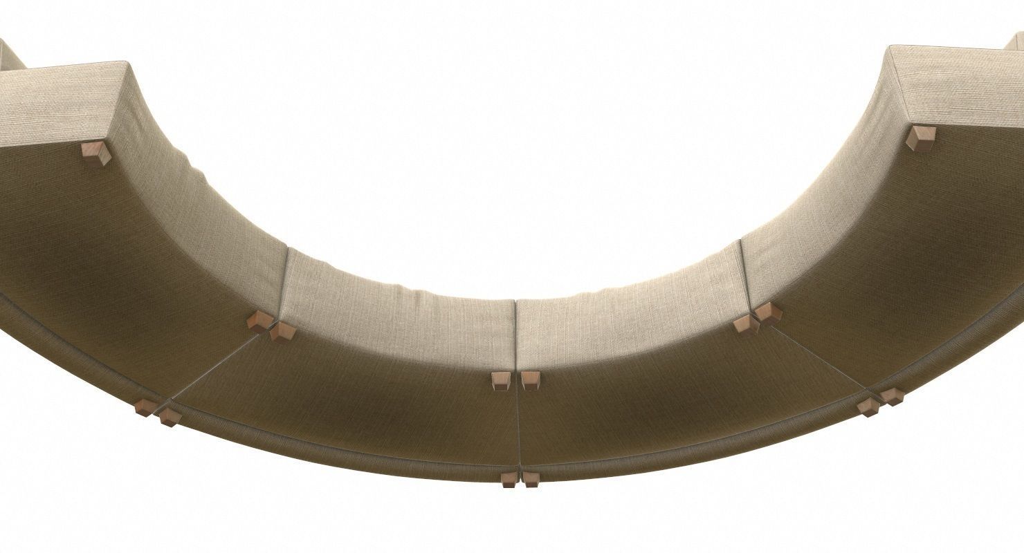 Circular Fabric Sofa Low-poly 3D model_3