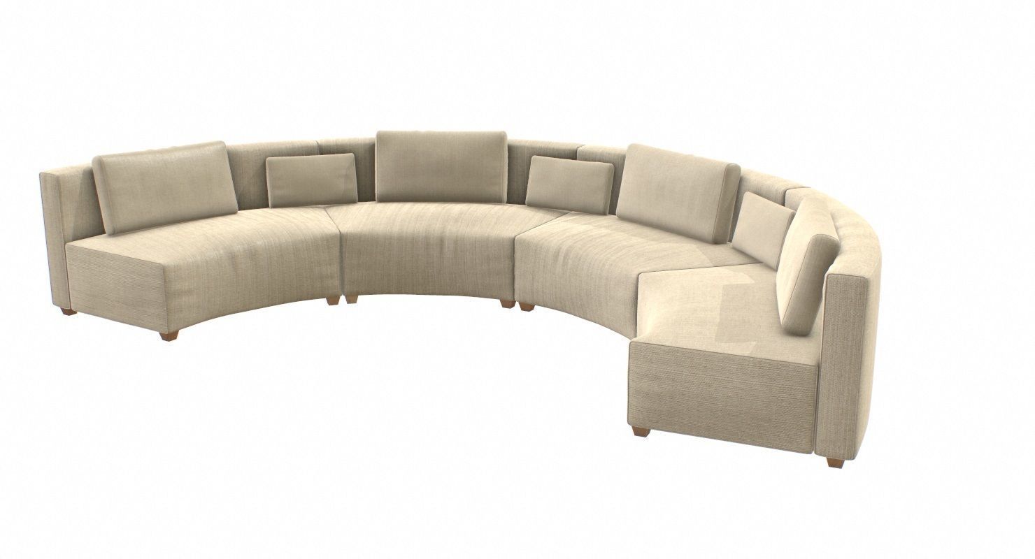 Circular Fabric Sofa Low-poly 3D model_8