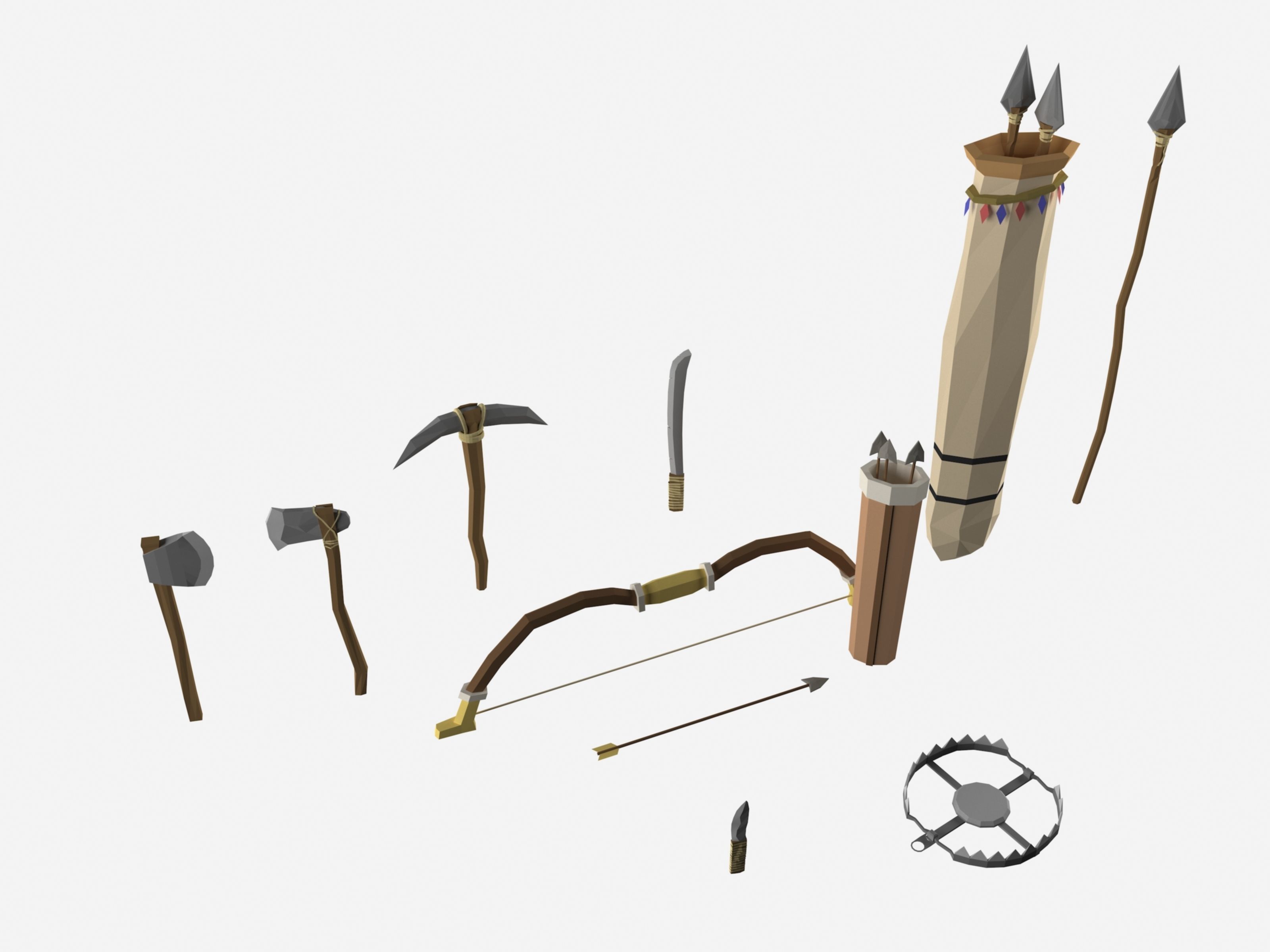 Low Poly Survival Weapon Pack Low-poly 3D model_1