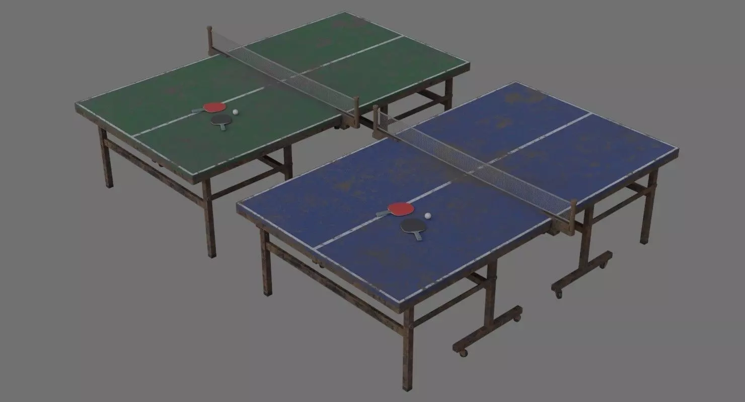 Ping Pong Table 2C Low-poly 3D model_0