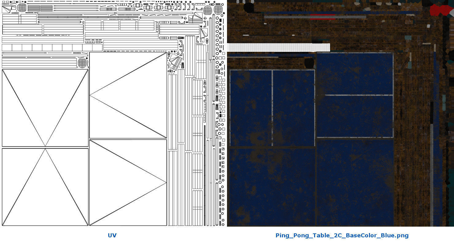 Ping Pong Table 2C Low-poly 3D model_12