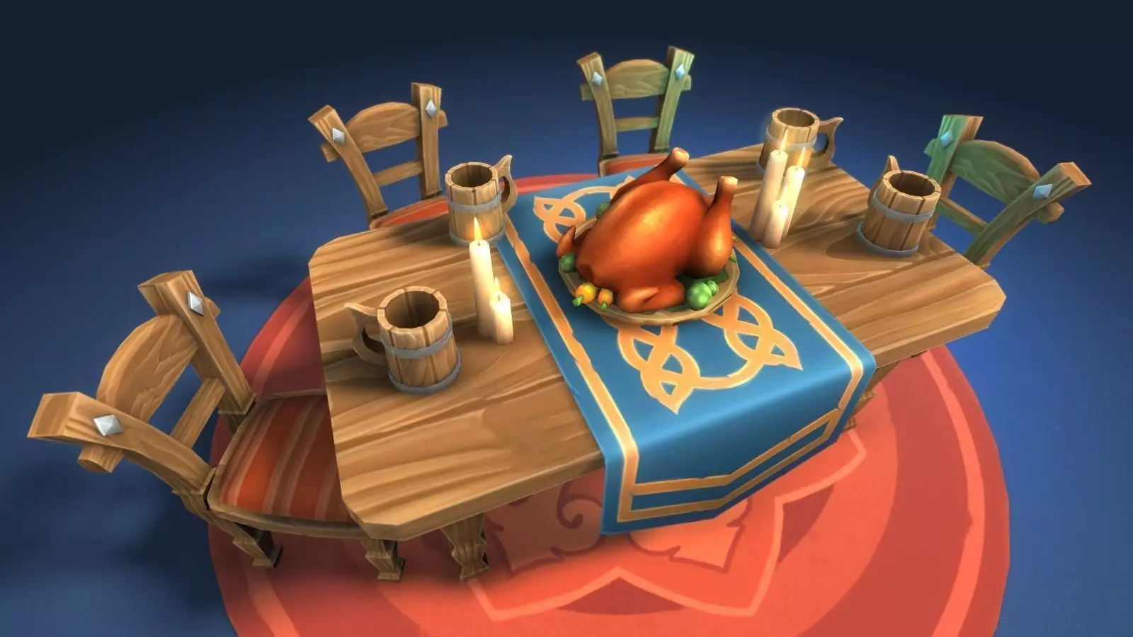 Dinner Table - mediaval furniture set Free low-poly 3D model