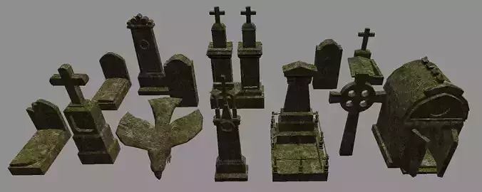 Cemetery Set Lowpoly - Game Ready gravestone