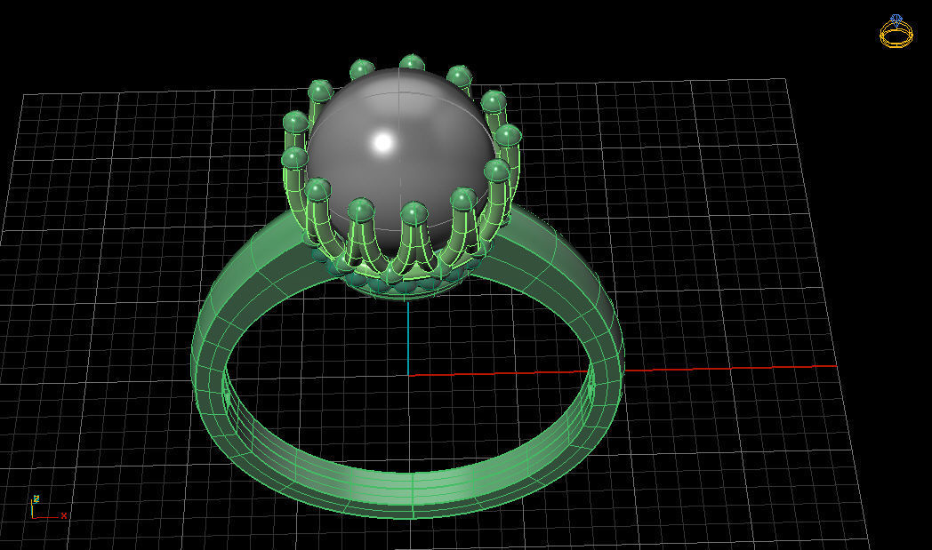 Pearl Ring 3D print model_2