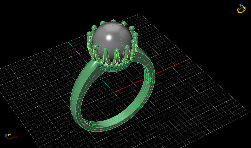 Pearl Ring 3D print model_1