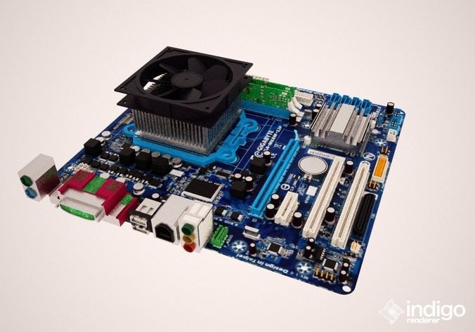 gigabyte motherboard whit ram 3D model