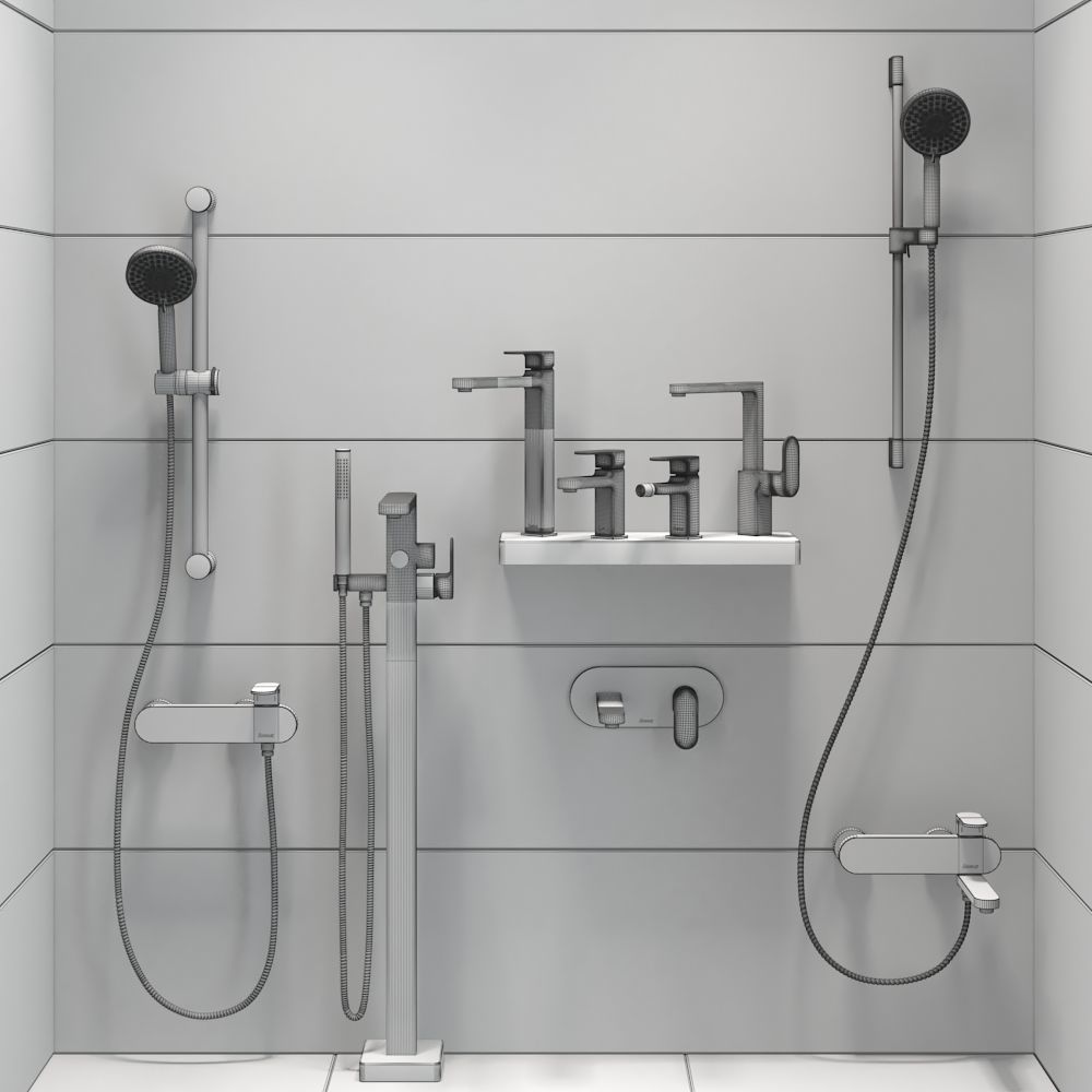 A set of mixers and shower systems Ravak Chrome set 09 3D model_8