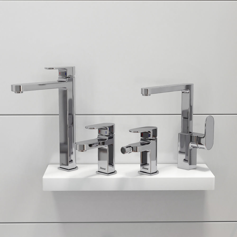 A set of mixers and shower systems Ravak Chrome set 09 3D model_1
