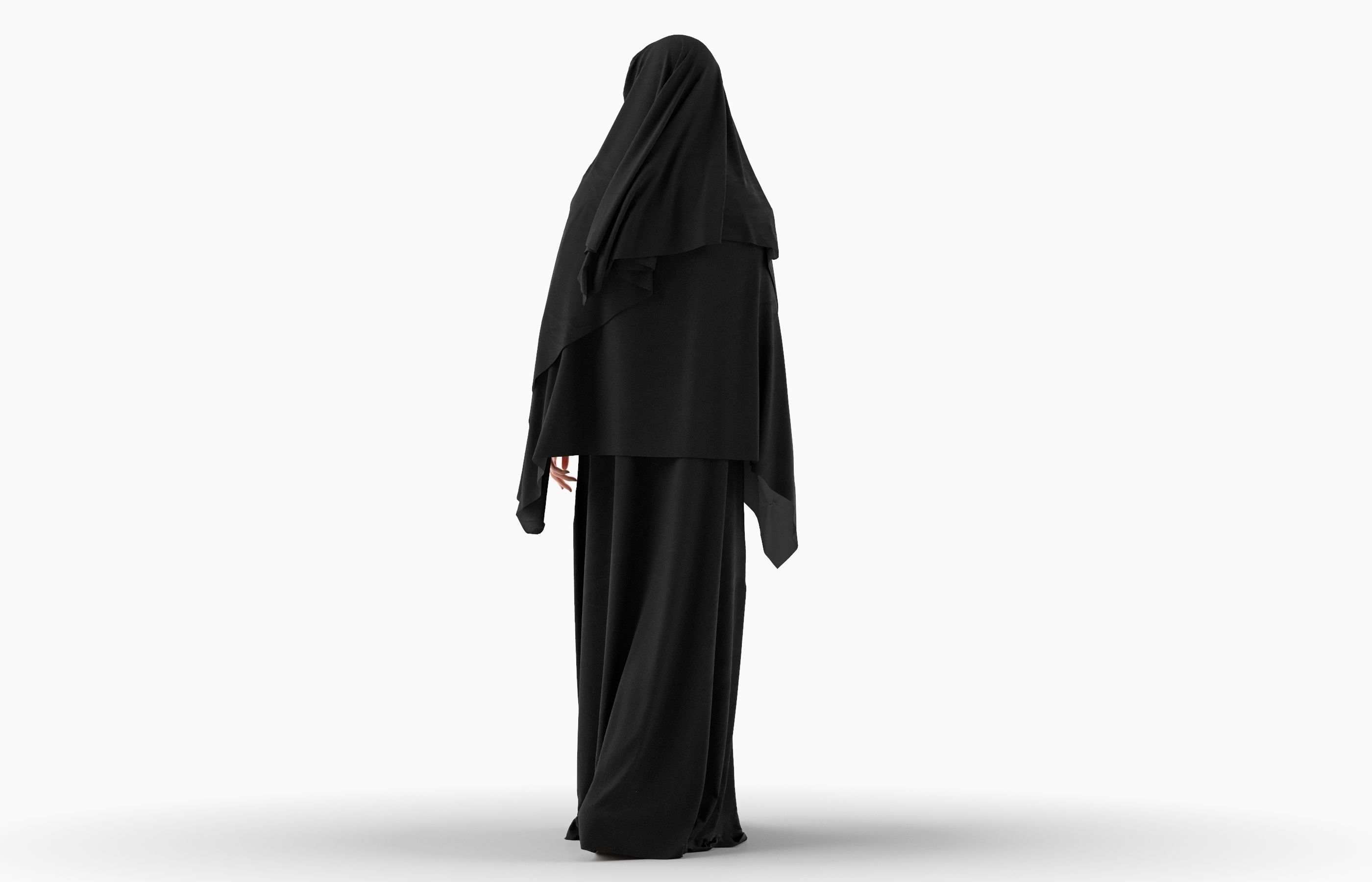 Woman wearing Saudi Arabian hidshab posed walking 3D model_4