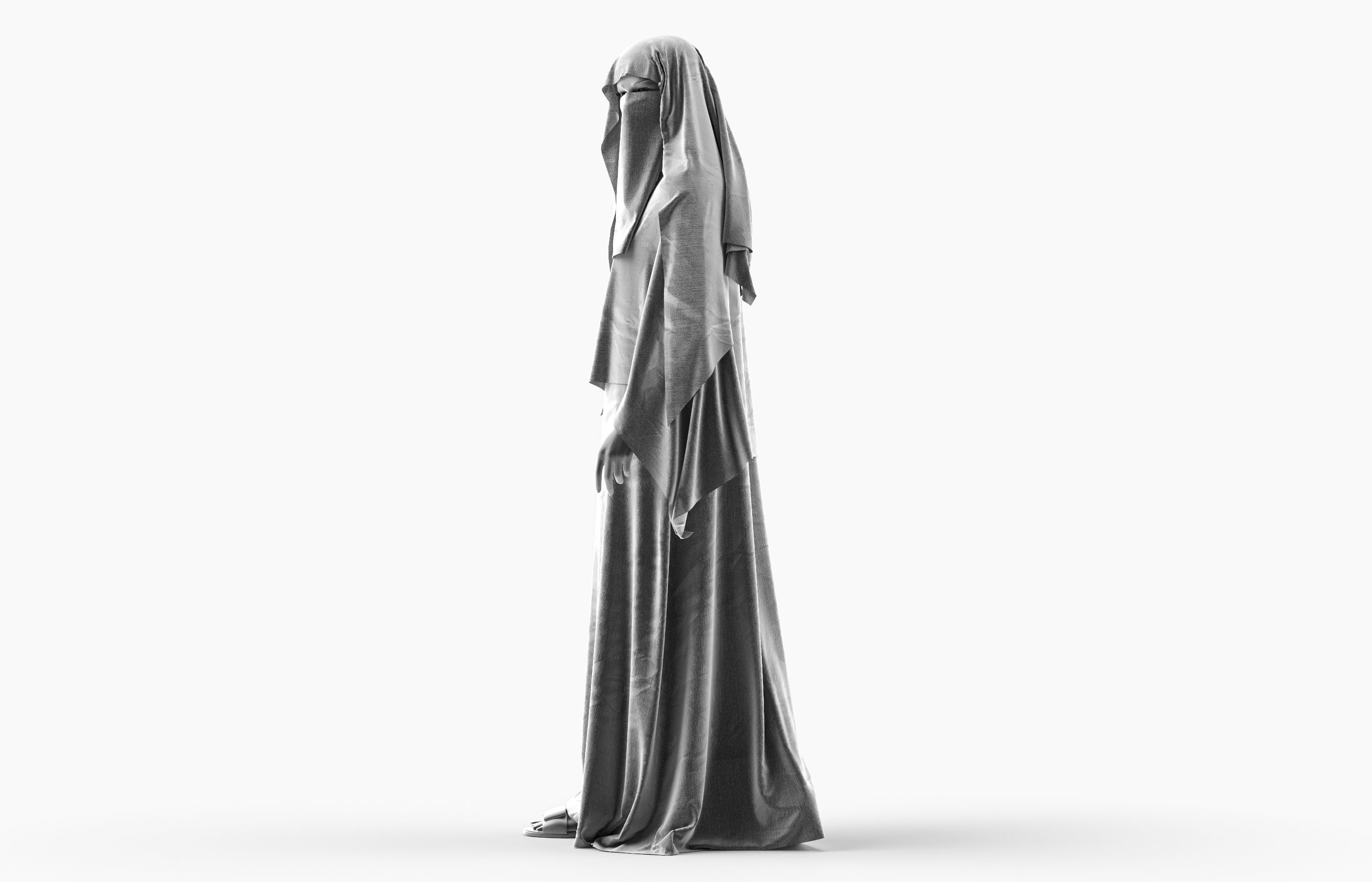 Woman wearing Saudi Arabian hidshab posed walking 3D model_9