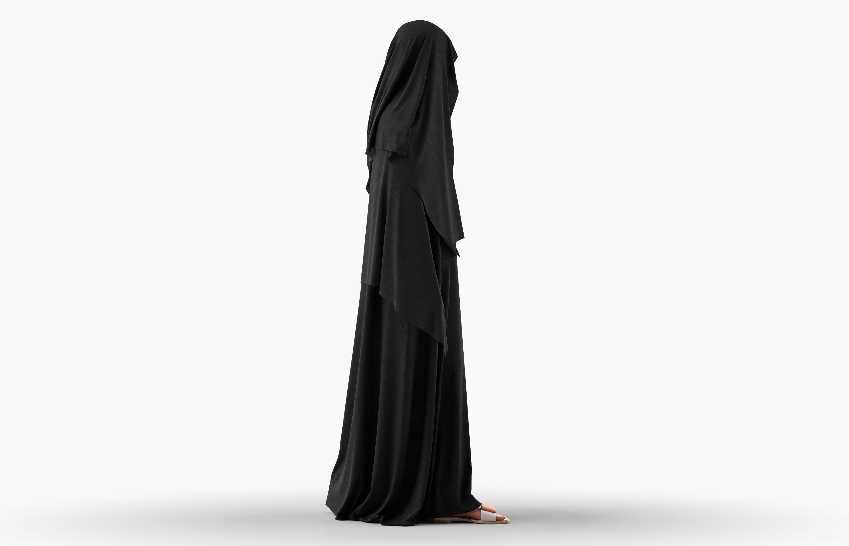 Woman wearing Saudi Arabian hidshab posed walking 3D model_2