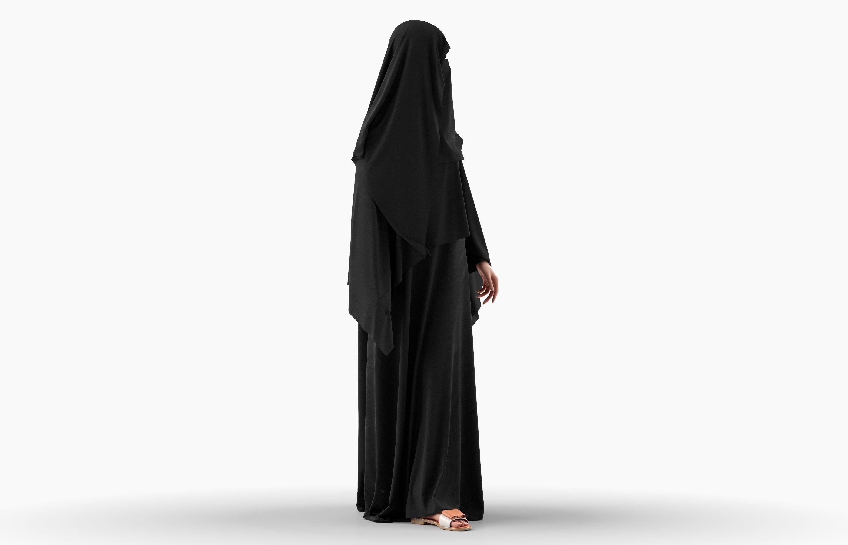 Woman wearing Saudi Arabian hidshab posed walking 3D model_1