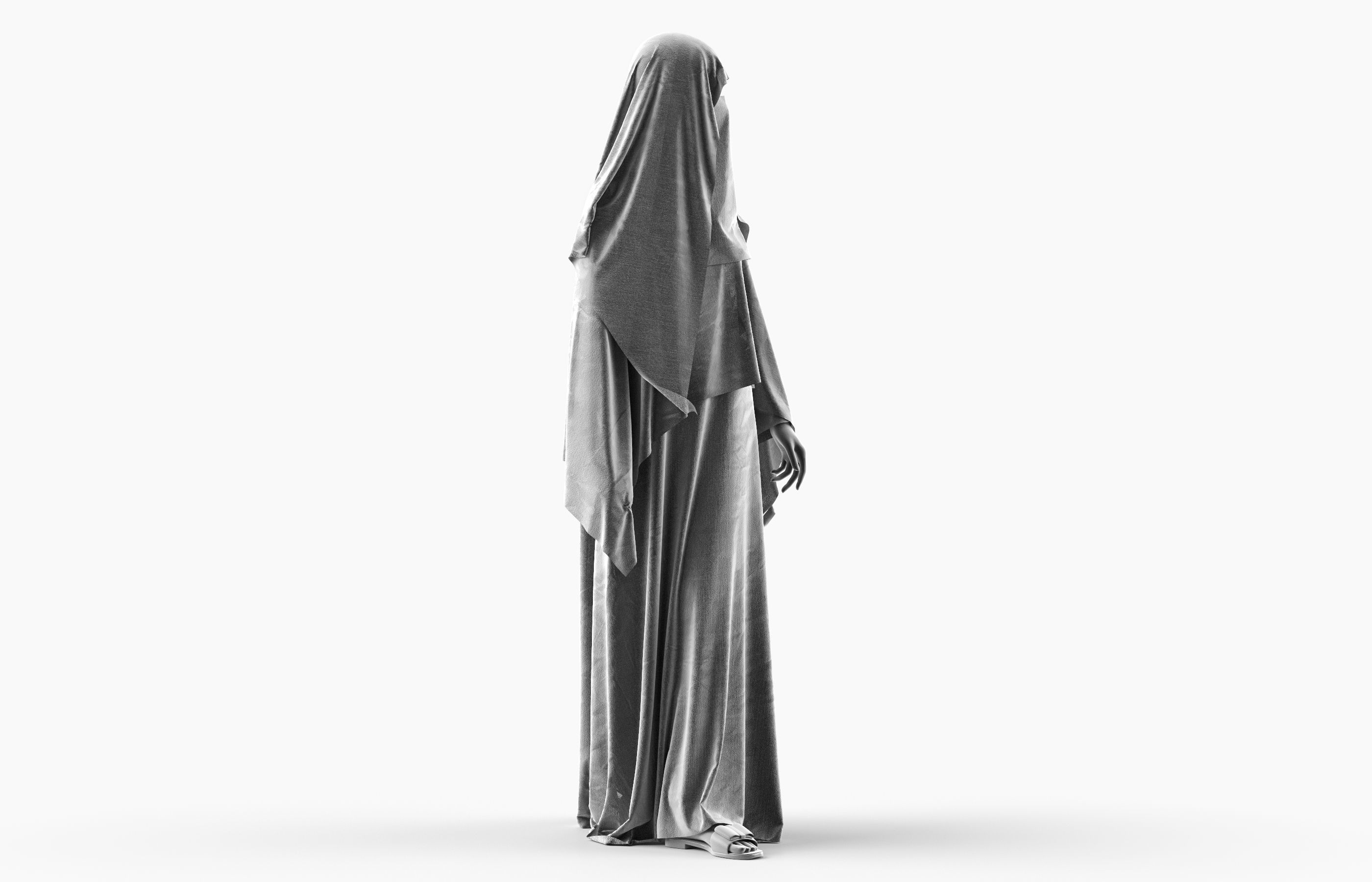 Woman wearing Saudi Arabian hidshab posed walking 3D model_6