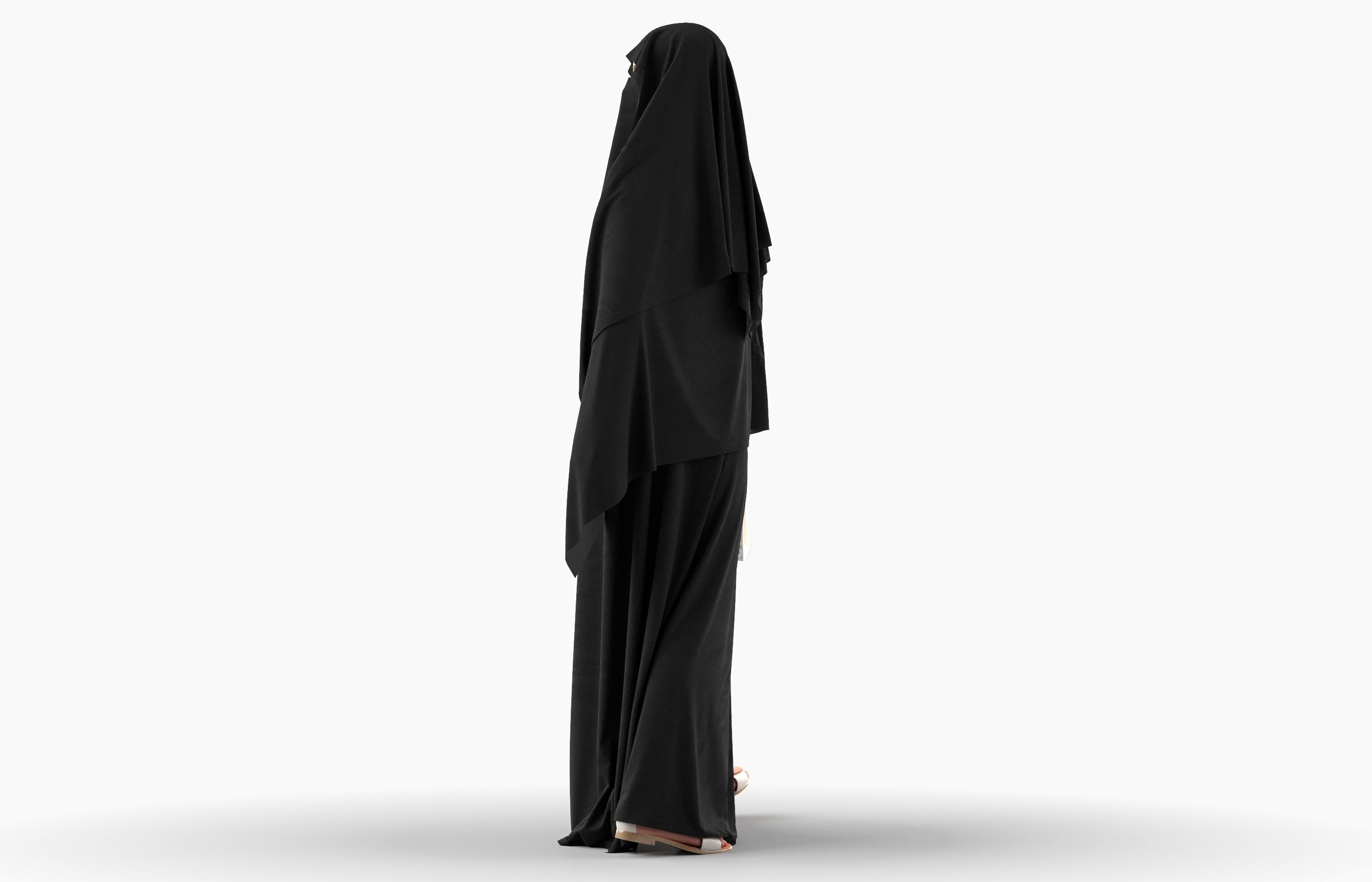 Woman wearing Saudi Arabian hidshab posed holding shopping bags 3D model_3