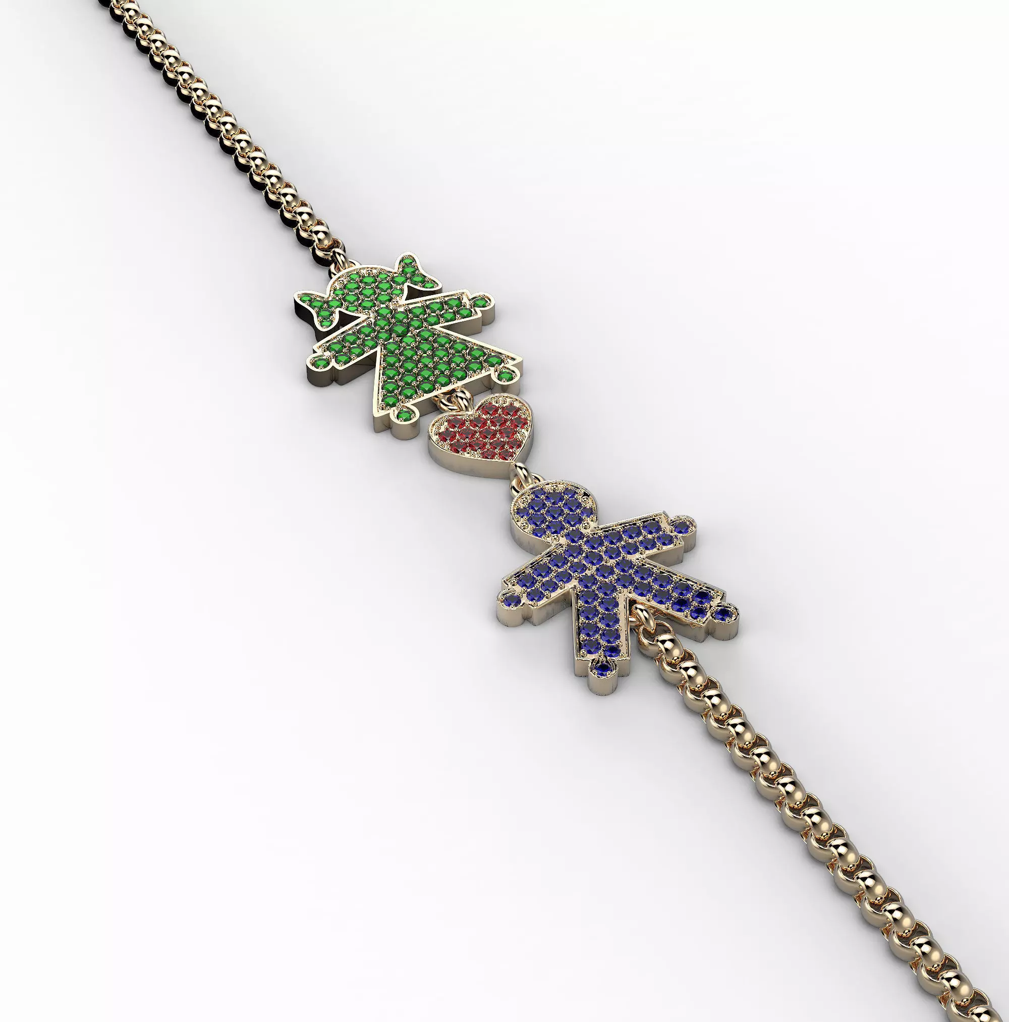 170305 BR humans braslet girl and boy heart 3D print model