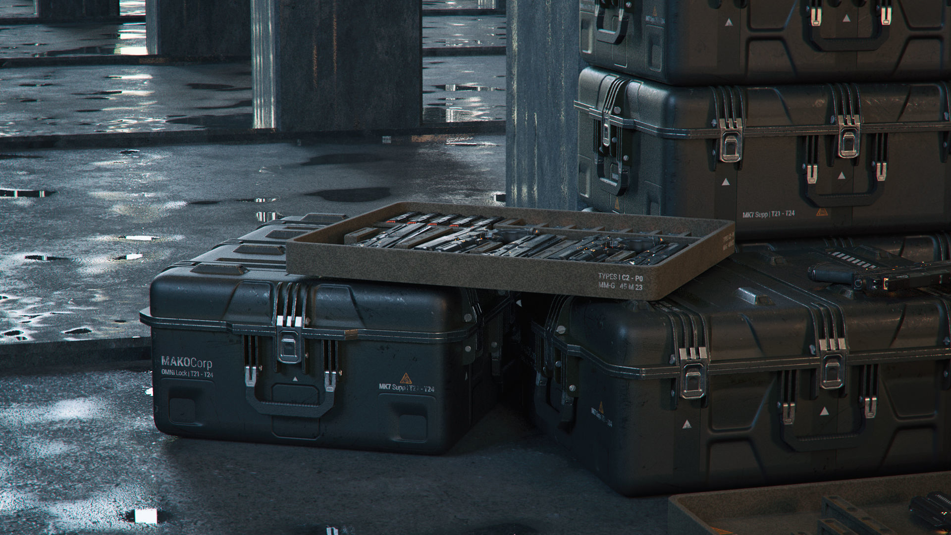 Gun and Boxes SciFi - PBR 3D Asset Kit Low-poly 3D model_30