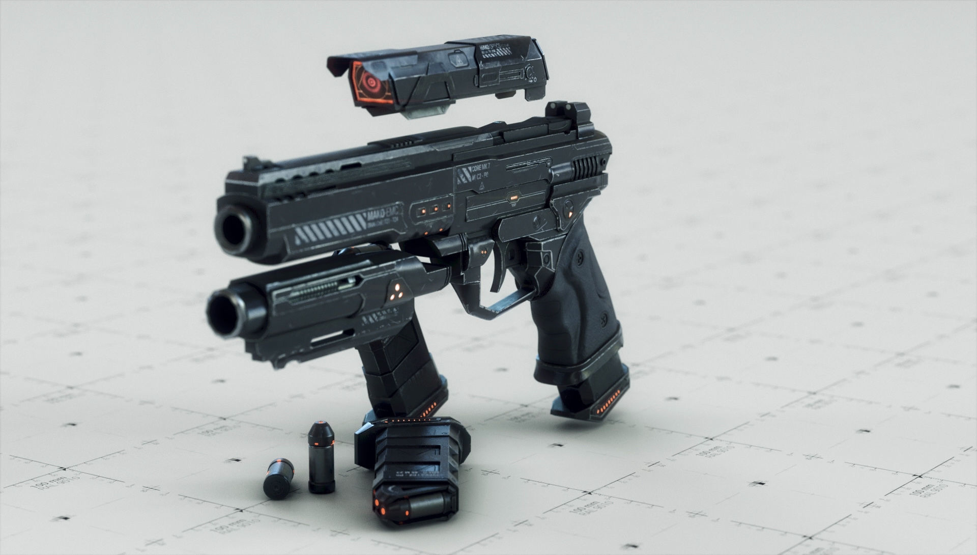 Gun and Boxes SciFi - PBR 3D Asset Kit Low-poly 3D model_6