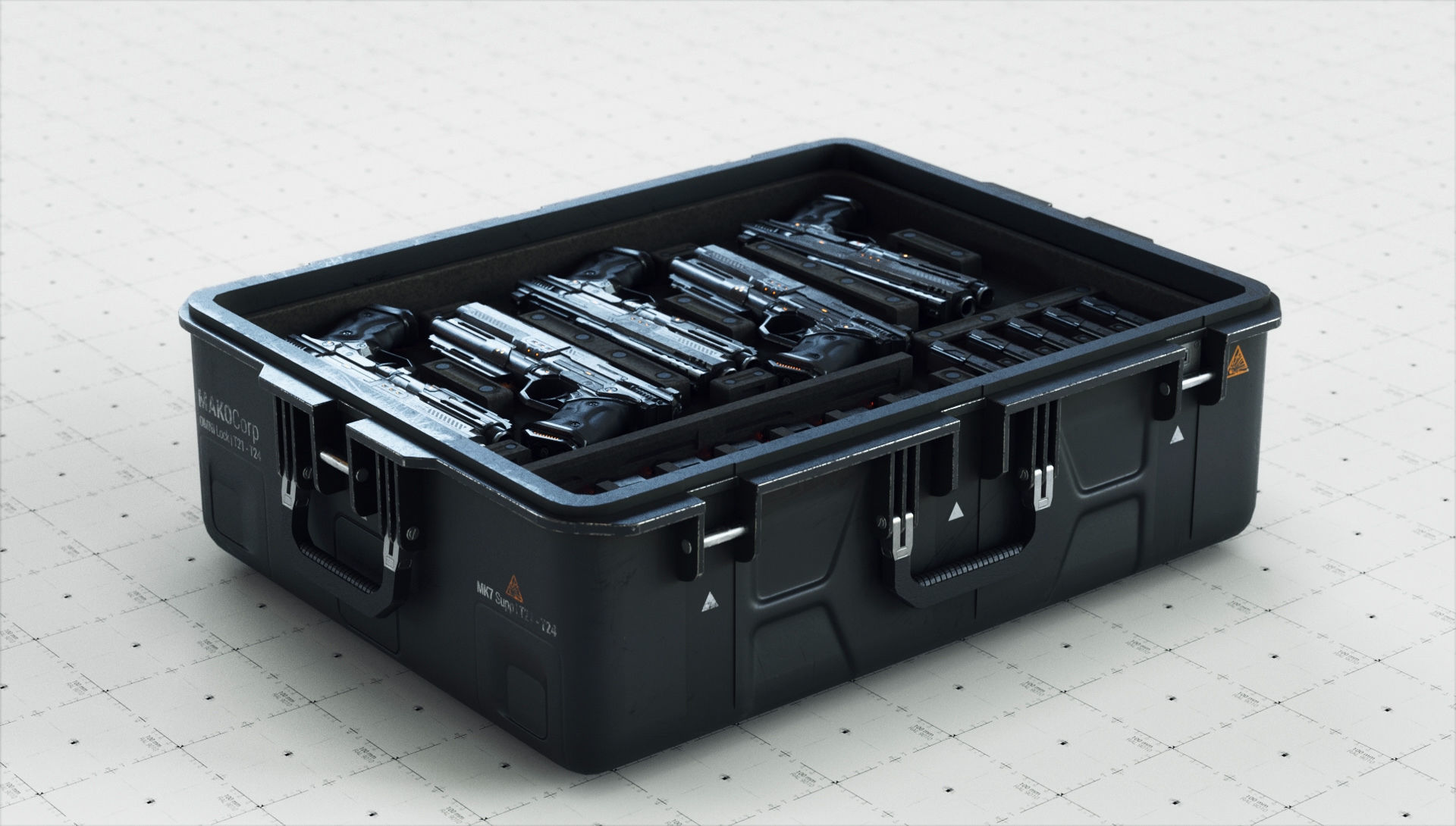 Gun and Boxes SciFi - PBR 3D Asset Kit Low-poly 3D model_16