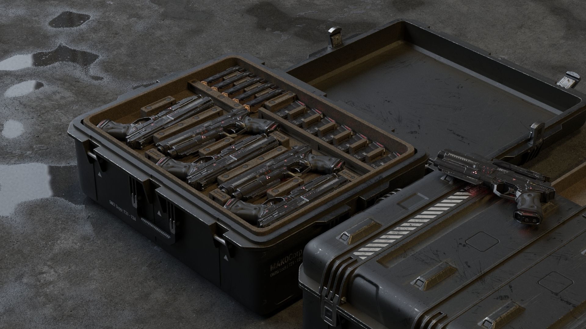 Gun and Boxes SciFi - PBR 3D Asset Kit Low-poly 3D model_29