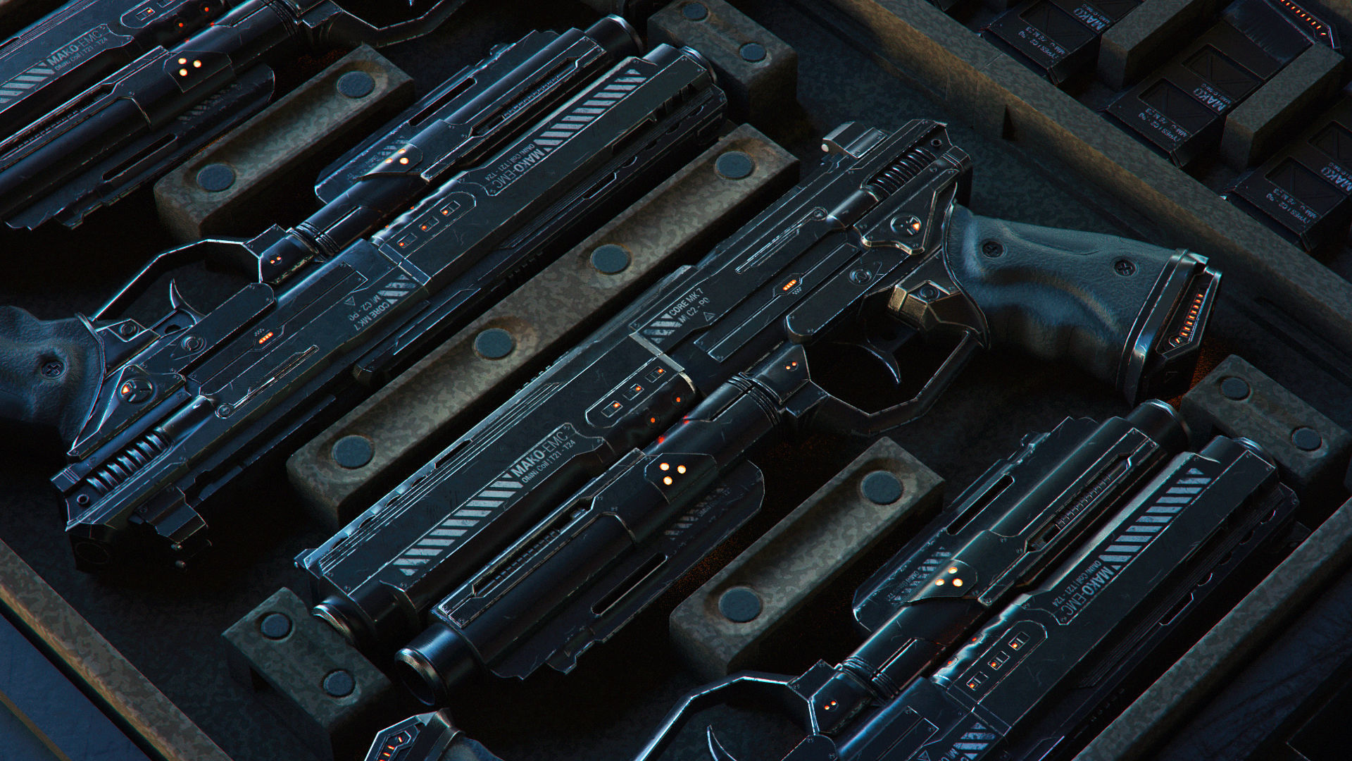 Gun and Boxes SciFi - PBR 3D Asset Kit Low-poly 3D model_9